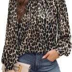 WIHOLL Long Sleeve Shirts for Women Mock Neck Tops Pleated Front Blouses Dressy Casual Fall Clothes 2025 Fashion