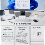 RK ROYAL KLUDGE F68 60% Foldable Low Profile Mechanical Keyboard, Wireless Mechanical Keyboard with Aluminum Body, Built-in Stand Holder, White Backlit, 68 Keys, Quiet Red Switch