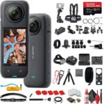 Insta360 X4 – Waterproof 360 8K Action Camera with 48MP Sensor, 5.7K 360 Video, 72MP 360 Photo, AI Editing for Content Creators, Sports, Travel, Outdoors + 50-in-1 Accessory Kit + 64GB Card + More