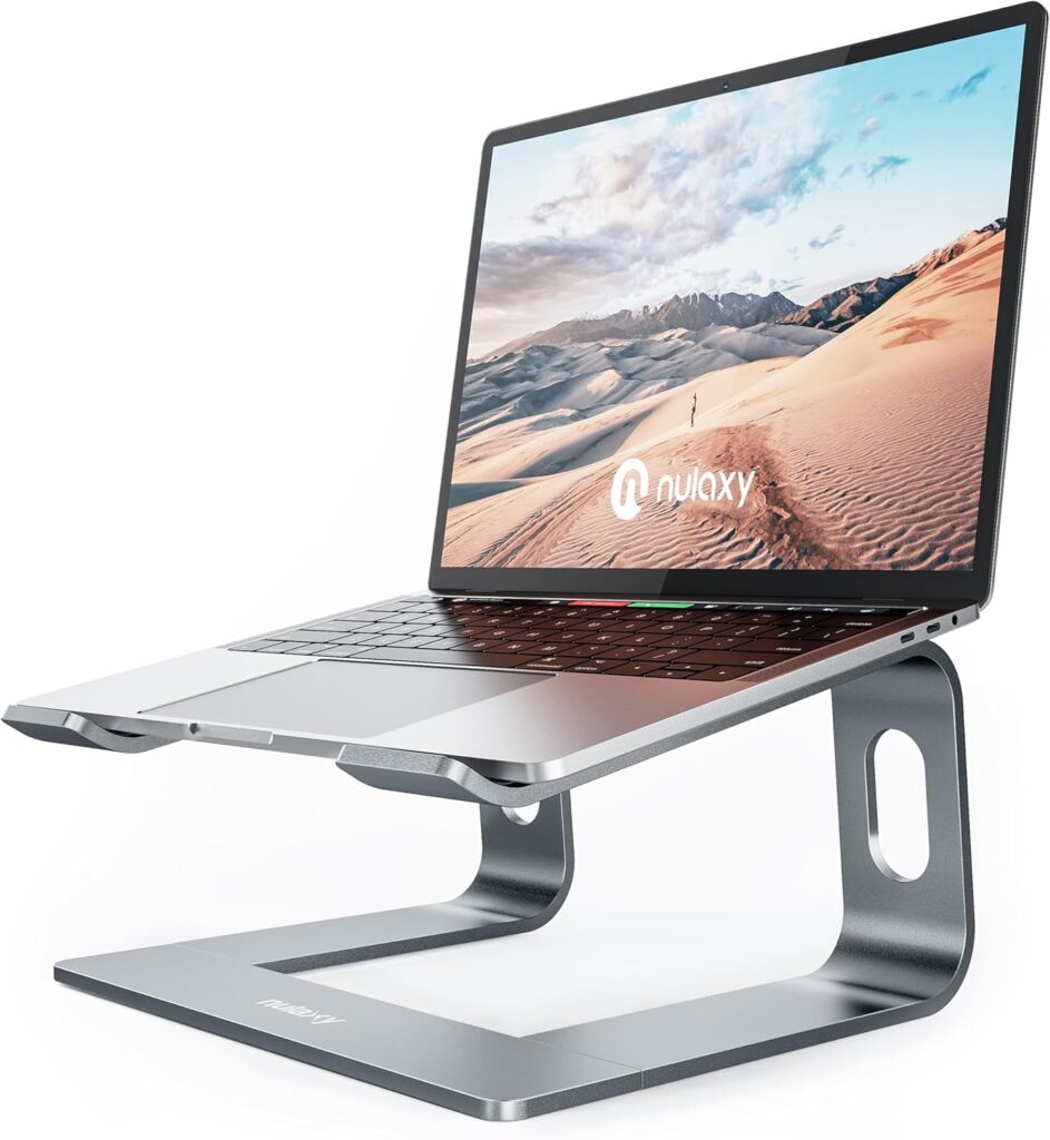 Nulaxy Fully Aluminum Detachable Laptop Stand, Ergonomic Ventilated Cooling Laptop Holder Computer Riser for Desk, Anti-Slip Design Notebook Stand Compatible with All 10-16″ MacBook/Dell XPS/HP/Lenovo