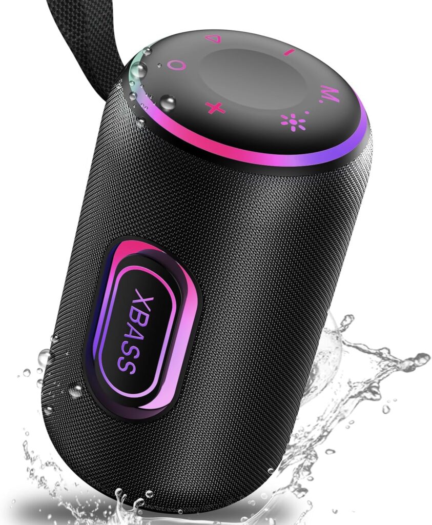 Portable Bluetooth Speaker, Bluetooth 5.4 Speaker, 30W Dual Speaker, 2.0 Channel, Deep Bass, 30H Playtime, Colorful RGB Lights, IPX7 Waterproof, TWS pairing for Outdoor/Home/Party/Travel, Gift Ideas