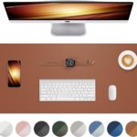Leather Desk Mat, Mouse Pad,Office Desk Pad, Non-Slip PU Leather Desk Blotter mat,Laptop Desk Pad,Waterproof Desk Writing Pad for Office and Home (Brown,31.5″ x 15.7″)