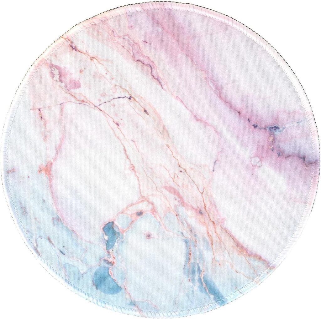 Marble Round Mouse Pad, Pink Marble Customized Premium-Textured Washable Desktop Protection Mouse Mat with Non-Slip Rubber Base 7.87×7.87×0.12 inches