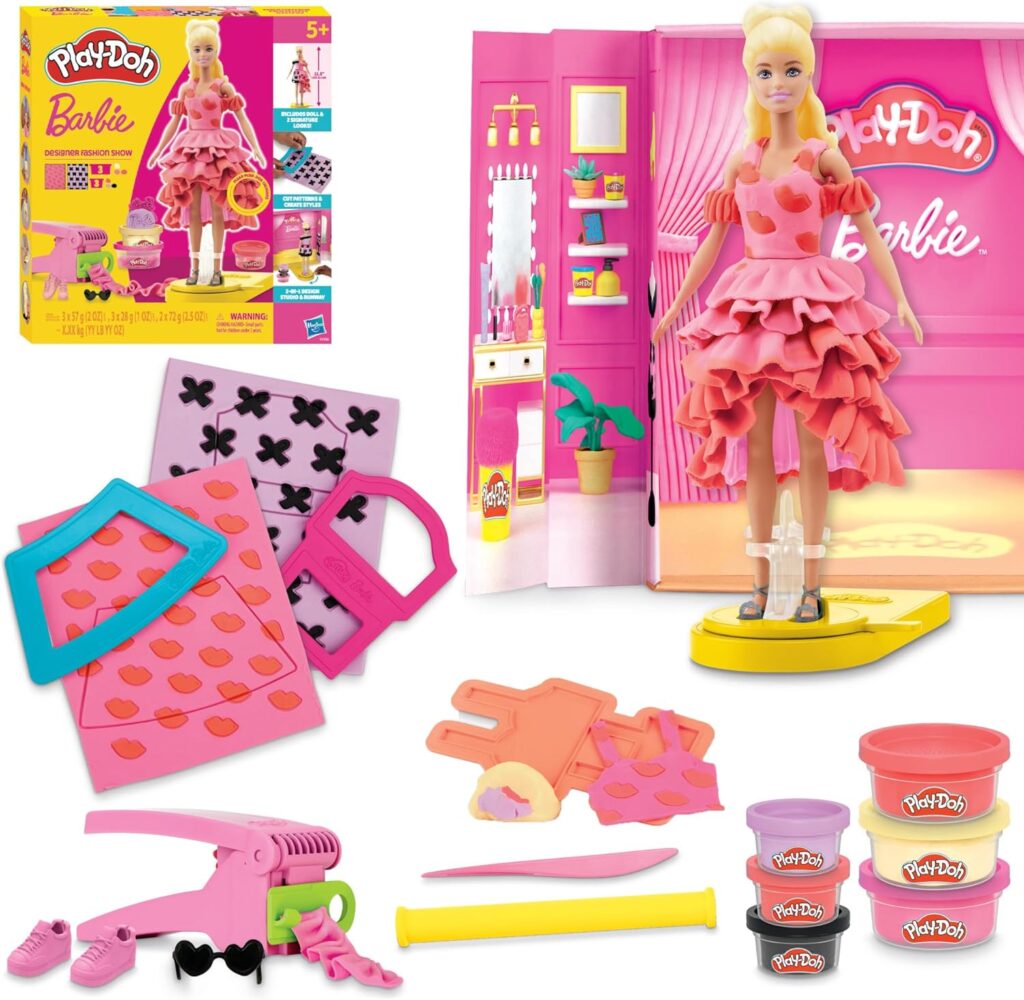 Play-Doh Barbie Designer Fashion Show Set, Make Doll Clothes with 21 Fashion Accessories & Modeling Compound, Kids Arts & Crafts for Girls & Boys 5+