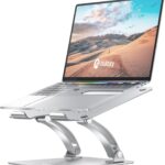 Nulaxy Fully Adjustable Laptop Stand for Desk, Dual Foldable Aluminum Computer Riser with Heat-Vent, Ergonomic Notebook Holder Portable Office Accessories Compatible with All 10-17″ Laptops, Silver