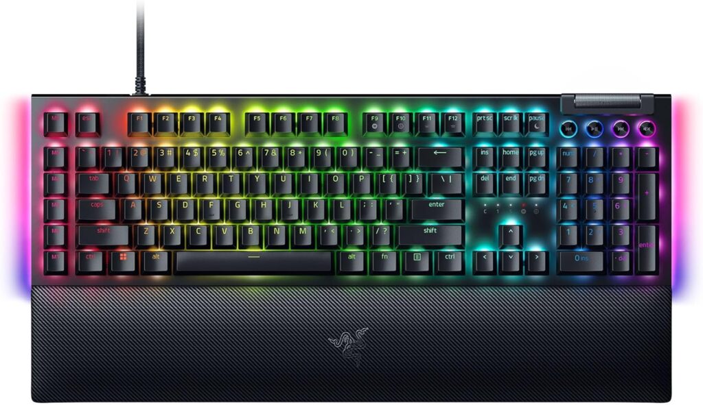 Razer BlackWidow V4 Mechanical Gaming Keyboard: Green Switches Tactile & Clicky – Chroma RGB – 6 Macro Keys – Magnetic Wrist Rest – Doubleshot ABS Keycaps – Roller & Media Keys – Snap Tap