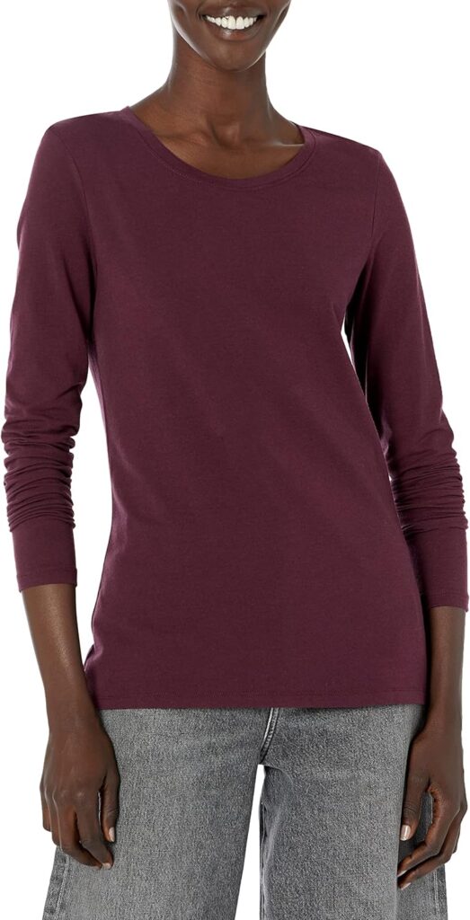 Amazon Essentials Women’s Regular-Fit Long-Sleeve Crewneck T-Shirt (Available in Plus Size)