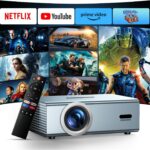 [Netflix Officially & Dolby Audio] Smart Projector with WiFi6 and Bluetooth5.3, Electric Focus & Auto Keystone 4K Support, High Brightness Movie Projectors, Native 1080P Proyector Built-in Apps