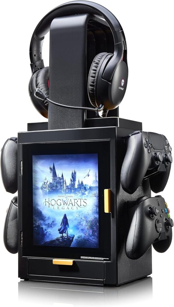 Numskull Official Hogwarts Legacy LED Light Gaming Locker, Controller Holder & Headset Stand for PS4/PS5 & Xbox Series X|S – Multiple LED Lighting Settings – Official Harry Potter Merchandise