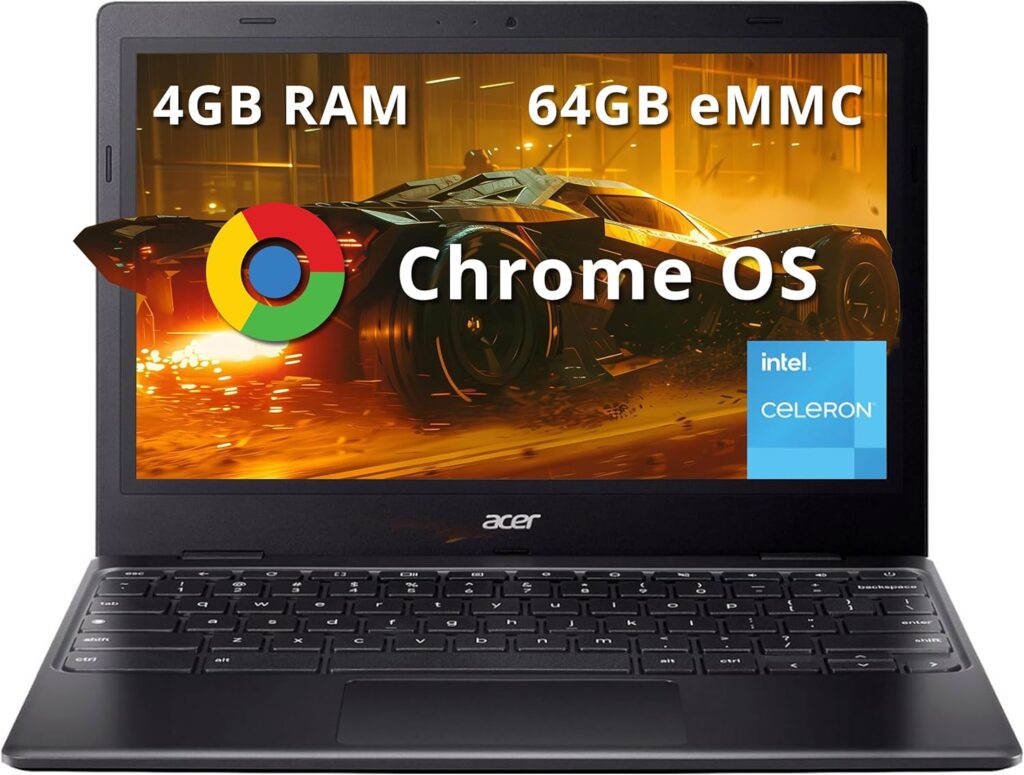 acer Chromebook 311 11.6″ HD Laptop, Intel Celeron N4500, Intel UHD Graphics, 4GB LPDDR4X RAM, 64GB eMMC, Webcam,Wi-Fi, Chrome OS, Black (Renewed)