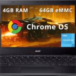 acer Chromebook 311 11.6″ HD Laptop, Intel Celeron N4500, Intel UHD Graphics, 4GB LPDDR4X RAM, 64GB eMMC, Webcam,Wi-Fi, Chrome OS, Black (Renewed)