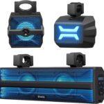 Ehaho 2.1CH Stereo UTV Sound Bar (Subwoofer) and Speakers, 17 Inch Bluetooth ATV Soundbar with RGB Lights, Waterproof Golf Cart Speakers, Marine Sound bar Compatible with SXS Polaris RZR Can-Am