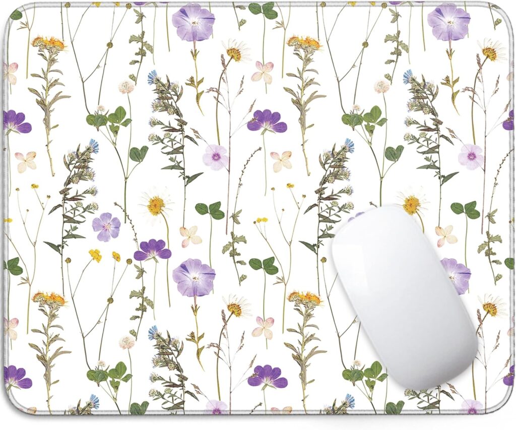 Mouse Pad – Beautiful Flowers Plants Square Mousepad Washable with Non-Slip Rubber Base,Stitched Edge -Mouse Pads for Desk Computers Laptop Mouse- Home Office Decor Desk Accessories-10×8 Inch