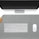 Large Leather Mouse Pad for Desk, 30.3″ x 14.4″ Desk Mat, Non-Slip Pu Leather Office Home Desk Mat, Waterproof Desk Pad for Keyboard and Mouse, Laptop, Writing, Desk Accessories (Light Grey)