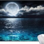Moon Illuminating The Clear Blue Ocean Design Mouse Pad, Mouse Mat Square Waterproof Non-Slip Rubber Base MousePads for Computer Laptop Men Women Kids