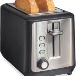 Hamilton Beach Gourmet 2 Slice Slot Toaster with Extra Long & Wide Slots, Sure-Toast Technology, Shade Selector with 7 Browning Levels, Bagel Setting, Matte Black and Stainless Steel (22996)
