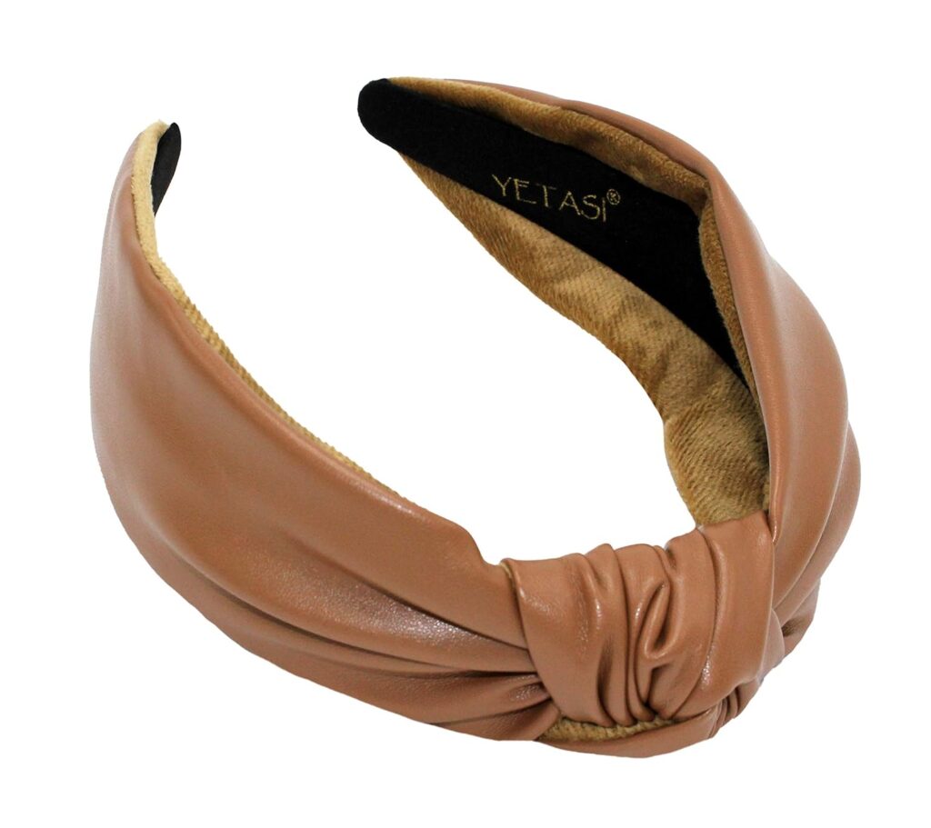 Warm Stylish Brown Headbands for Women Leather Knotted Headband is a Fashion Head band. Wearable All Day, Headbands for Girls are Top Knot Fashion Designer for Womens Hair