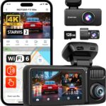 REDTIGER F17 Elite 4K 3 Channel Dash Cam, STARVIS 2 IMX678 & IMX675, 128GB Card, Full Night Color, 4K+2.5K+1080P Front and Rear Inside, Touch Screen, Voice Control, 5GHz WiFi 6, GPS, HDR, Parking Mode