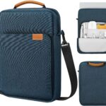 MoKo 13.3-14 Inch Laptop Sleeve Bag Fits Macbook Pro 13″ M2 2022/Pro M1 Pro/M1 Max 14.2 2021, Macbook Air 13.6″ M2 2022, Tab S8 Ultra 14.6″, Handle Carrying Case with Shoulder Strap, Indigo