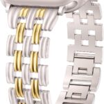 Minyee Compatible with Apple Watch Band Women 42/41/40/38/44/45/46/49mm, Dressy Starlight Gold Shiny Basketweave Designer Stainless Steel Metal Strap for iWatch Series 11 10 9 8 7 6 5 3 2 1 SE Ultra