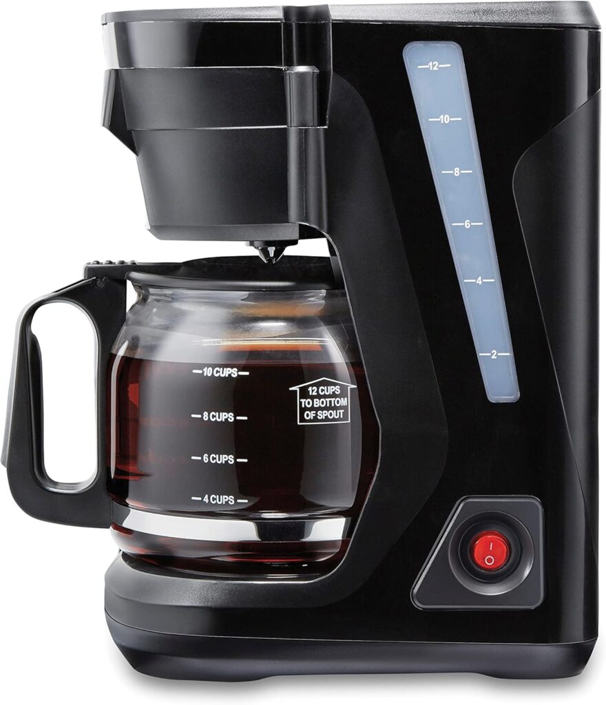 Proctor Silex FrontFill Drip Coffee Maker, 12 Cup Glass Carafe, Black and Silver (43680PS)