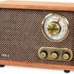 Victrola Willow – Retro Wood Bluetooth Radio with Built-in Speakers: Elegant & Vintage Design, Rotary AM/FM Tuning Dial, Bass & Treble Control, Wireless Streaming (Walnut)
