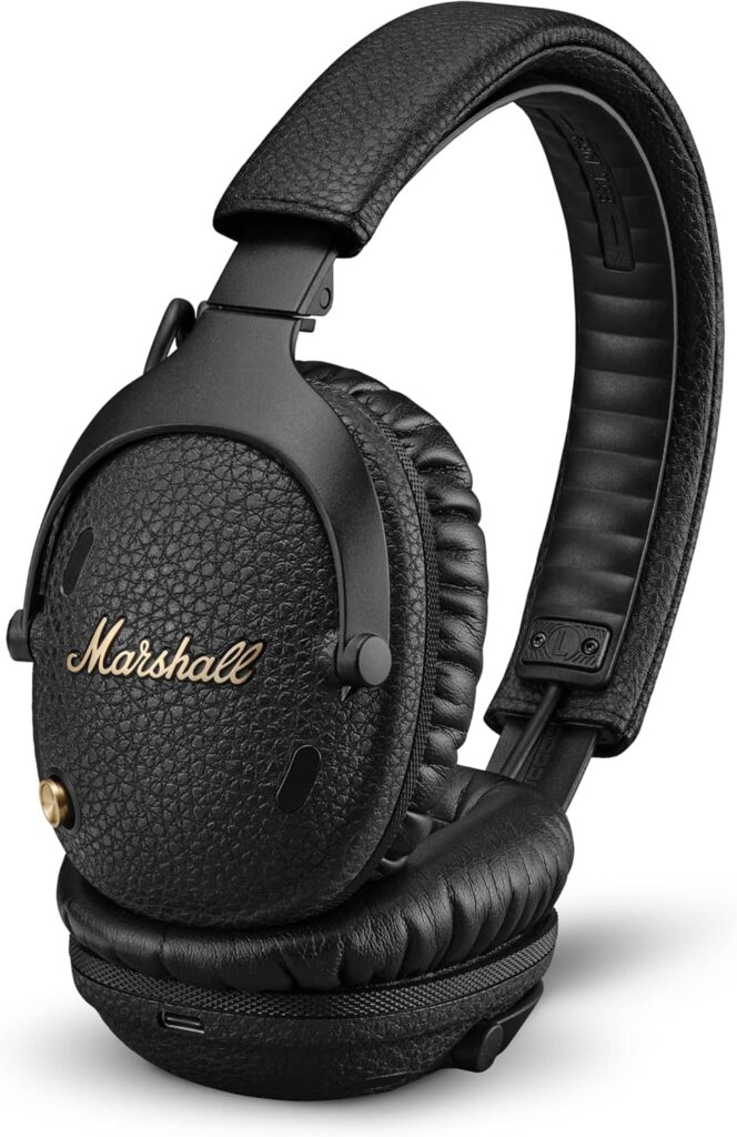 Marshall Monitor III A.N.C. Over-Ear Bluetooth Headphones – Active Noise Cancelling with Microphone | 100+ Hrs Wireless Playtime | Lightweight, Foldable Design for Travel – Black