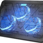 TECKNET Laptop Cooling Pad, Portable Slim Quiet USB Powered Laptop Notebook Cooler Cooling Pad Stand Chill Mat with 3 Blue LED Fans, Fits 12-17 Inches (Black)