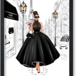 Poster Master Fashion Poster – Lady in Black Print – Paris Designer – Trendy Gift for Her & Fashionista – Luxury Haute Couture Decor for Bedroom or Girls Room – 8×10 UNFRAMED Wall Art