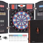 WIN.MAX Electronic Dart Board Cabinet Set, LED Electric Digital Soft Tip Dart Boards for Adults with Cabinet, up to 16 Players, 38 Games and 211 Variations with 12 Soft Tip Dartboard Set