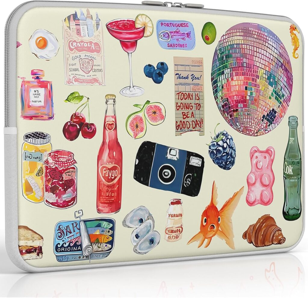 iCasso Laptop Sleeve 13 inch for MacBook Air 13-13.6 inch, Cute Laptop case for MacBook Pro 13 inch 14 inch, Slim Protective Travel Carrying Case Sleeve for 14 inch Chromebook, HP, Dell, Stickers