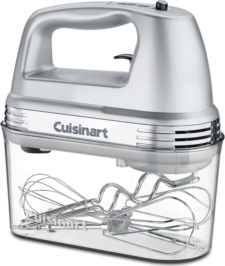 Cuisinart Power Advantage PLUS 9-Speed Hand Mixer, 220W-Motor Hand Blender Electric Mixer with 9 Speed Settings, XL Dishwasher-Safe Beaters, 3 Low Mixing Speeds, Storage Case, HM-90BCS, Brushed Chrome