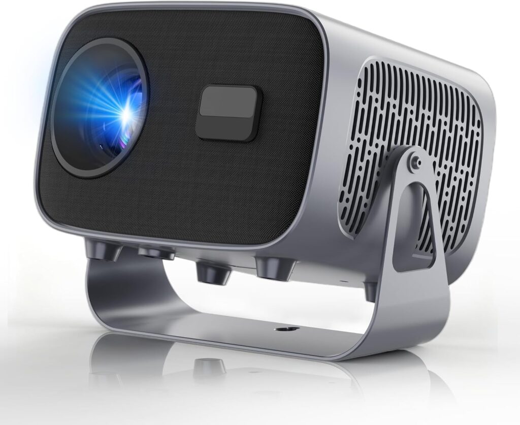 Smart Projector with WiFi and Bluetooth, 400Ansi Protable Mini Projector Support 4K, 360° Rotated, Electric Focus & Keystone, 30″-200″ Home Theater Proyector for Phone TV Stick