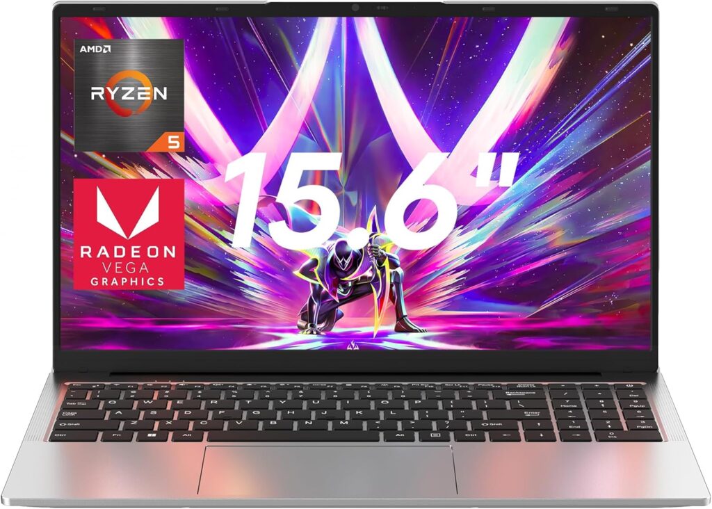 jumper 2025 Gaming Laptop, AMD Ryzen 5 7430U(Up to 4.3GHz), 16GB DDR4 1TB NVME SSD, 15.6″ FHD IPS Screen, 62.7Wh Battery, Windows 11, GPU, USB3.2, 4 Stereo Speakers, 2 Memory Slots.