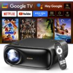 NexiGo PJ40 Pro Google TV Projector, Native 1080p, 4K Support, AI Image Enhancement, 800 ANSI Lumens, Smart Projector with Auto Keystone, 20 W Speakers, Backlit Remote, Wi-Fi & Bluetooth