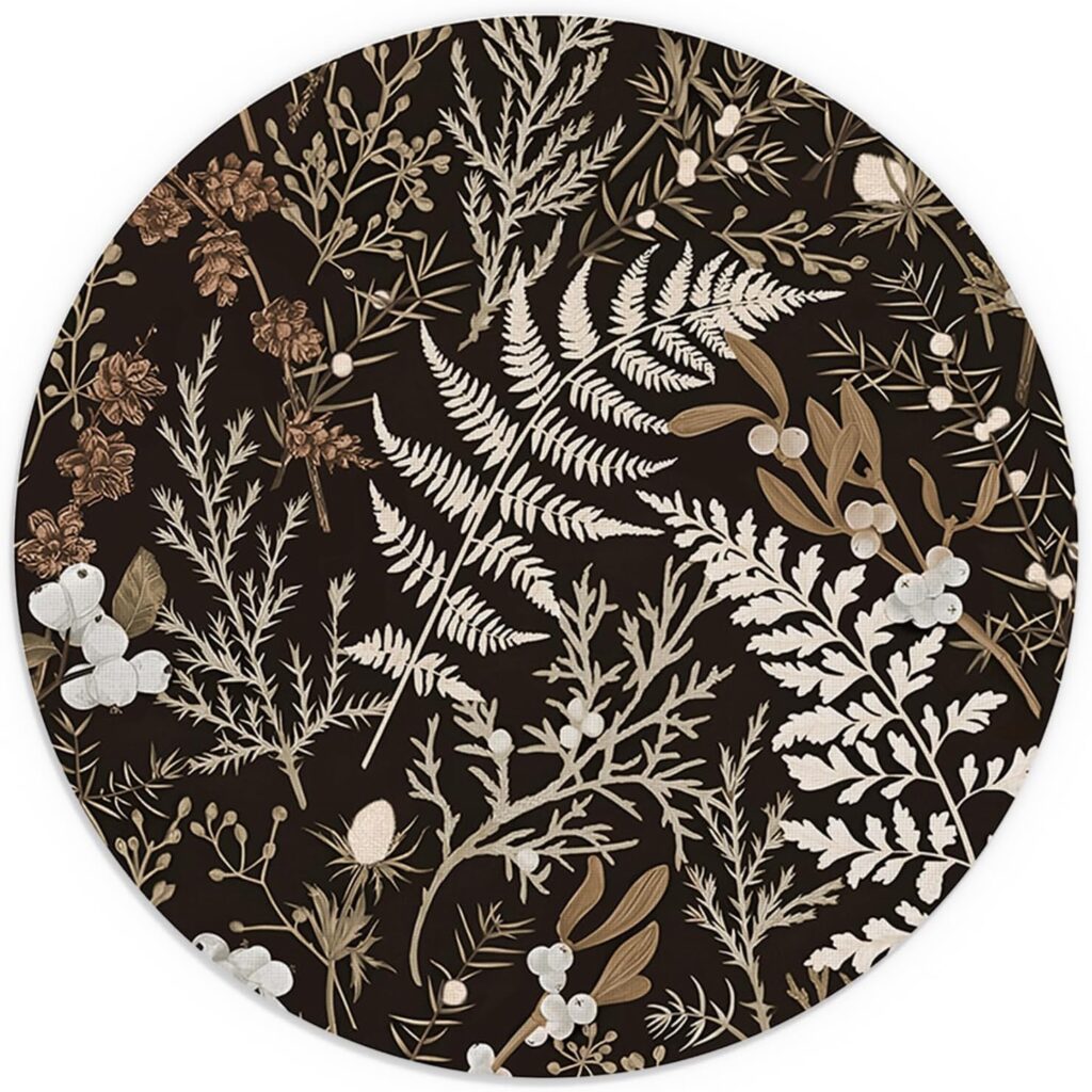 Dark Green Plant Mouse Pad 7.9×7.9 Inch, Vintage Green Fern Leaves Botanical Cottagecore Mouse Pads for Wireless Mouse Computers Laptop Desk Accessories, Plant Desk Accessories