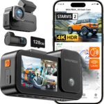 WOLFBOX X5 3 Channel 4K HDR Dash Cam, STARVIS 2 IMX678 Night Vision, 4K+2.5K+1080P Front and Rear Inside Car Camera with 128GB Card and GPS, Support Voice Control, Touch Screen and 5.8GHz WiFi