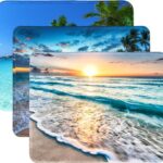 3 Pack Small Mouse pad Beach Square Mouse Mat for Wireless Mouse Office Computer Mousepad for Desk Mat Laptop with Non-Slip Rubber Base (Sea)