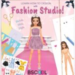BSCOOL Fashion Studio Drawing, Coloring & Little Designer Creativity Book for Kids 4 and Up with Stickers, Stencils, Textures – Creative Fashion Design Sketchbook for Girls
