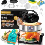 APSARAS USA Upgraded 10 in1 Glass Air Fryer Non Toxic,17 Quart Convection Oven Countertop Air Fryer Glass, Healthy Kitchen Bake,Grill,Steam Broil, & Roast -Includes Bowl,Broil Rack,Toasting Rack
