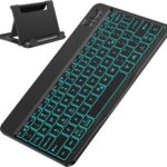 OMOTON Bluetooth Keyboard for Tablet/Android/Windows/iOS, with 7 Colors Backlight Rechargeable Wireless Mini Keyboard for Galaxy Tab A9+/A9+ Plus/S9/S9 Plus/S9 FE, Black