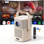 [Sound by JBL & Built-in Battery] Yaber T2 Plus GTV Outdoor Projector – Smart Projector with WiFi 6 and Bluetooth, Native 1080P Movie Portable Projector for Indoor and Outdoor (Google TV System)