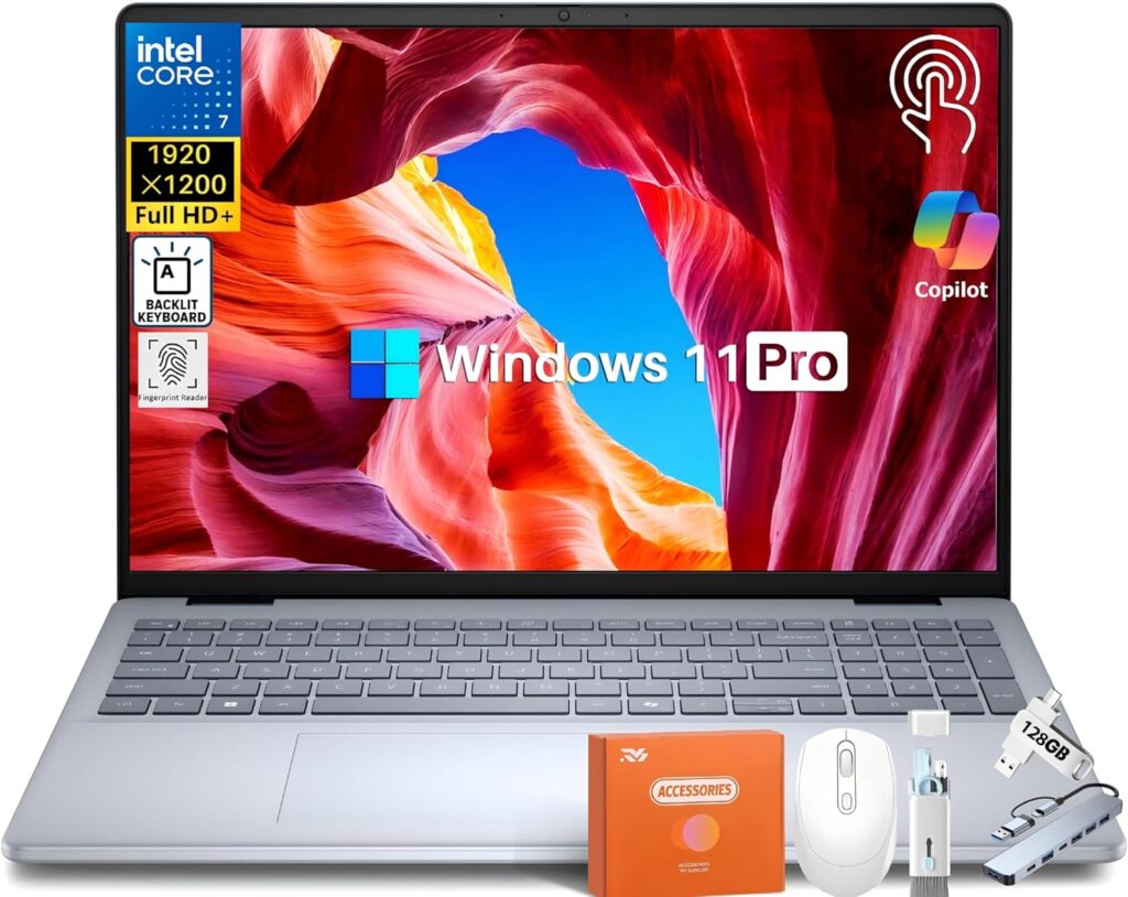Dell Inspiron 16 Touchscreen Laptop Computer, 16″ FHD+ 300-Nits Display, Intel 10-Core 7 150U (up to 5.4 GHz), 32 GB DDR5 RAM, 1 TB SSD, Wi-Fi 6E, Backlit Keyboard, Fingerprint Reader, Windows 11 Pro
