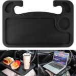JUSTTOP Car Steering Wheel Desk for Laptop,Multipurpose Travel Car Accessories, Car Seat Stand Trays for Eating, Steering Wheel Under Table Console(Black)