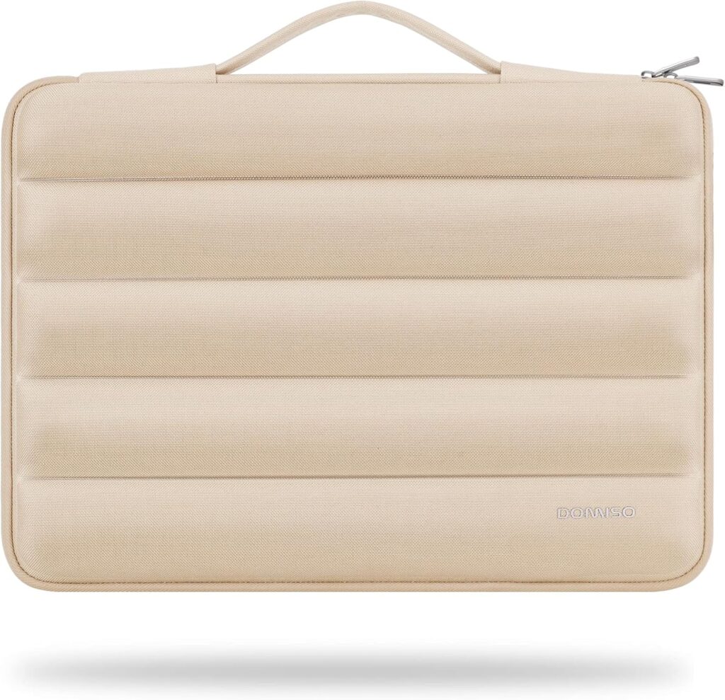 DOMISO 14 inch Laptop Case Sleeve Protective Cover Compatible with MacBook Air 15 M4 M3 M2,MacBook Pro,14-15 inch HP Dell ASUS Lenovo Chromebook,Waterproof Computer Bag with Handle,Beige