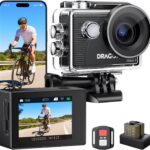 Dragon Touch 4K Action Camera 20MP Vision 3 Underwater Waterproof Camera 170° Wide Angle WiFi Sports Cam with Remote 2 Batteries and Mounting Accessories Kit
