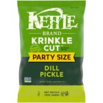 Kettle Brand Potato Chips, Krinkle Cut, Dill Pickle Kettle Chips, Party Size, 13 Oz