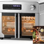 OSTBA French Door Air Fryer Toaster Oven Combo, Airfryer Convection Oven Countertop 10-in-1 Combo, 30% Faster 90% Less Oil, 102 Recipes & 7 Accessories Included 24 QT Stainless Steel