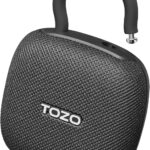 TOZO PE1 Portable Bluetooth Speakers with Adjustable Carabiner, Mini Bluetooth Wireless Shower Speaker with IPX8 Waterproof, 32H Playtime Punchy Bass Audio Speaker for Home, Outdoor and Travel, Black