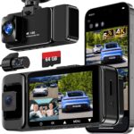 WECOOL 3 Channel Dash Cam Front and Rear Inside, 4K Ultra HD & 470° Wide-Angle Full-View Dash Camera for Cars with 64GB Card, 24H Parking Monitor, G-Sensor, Loop Recording, Night Vision, 5GHz WiFi